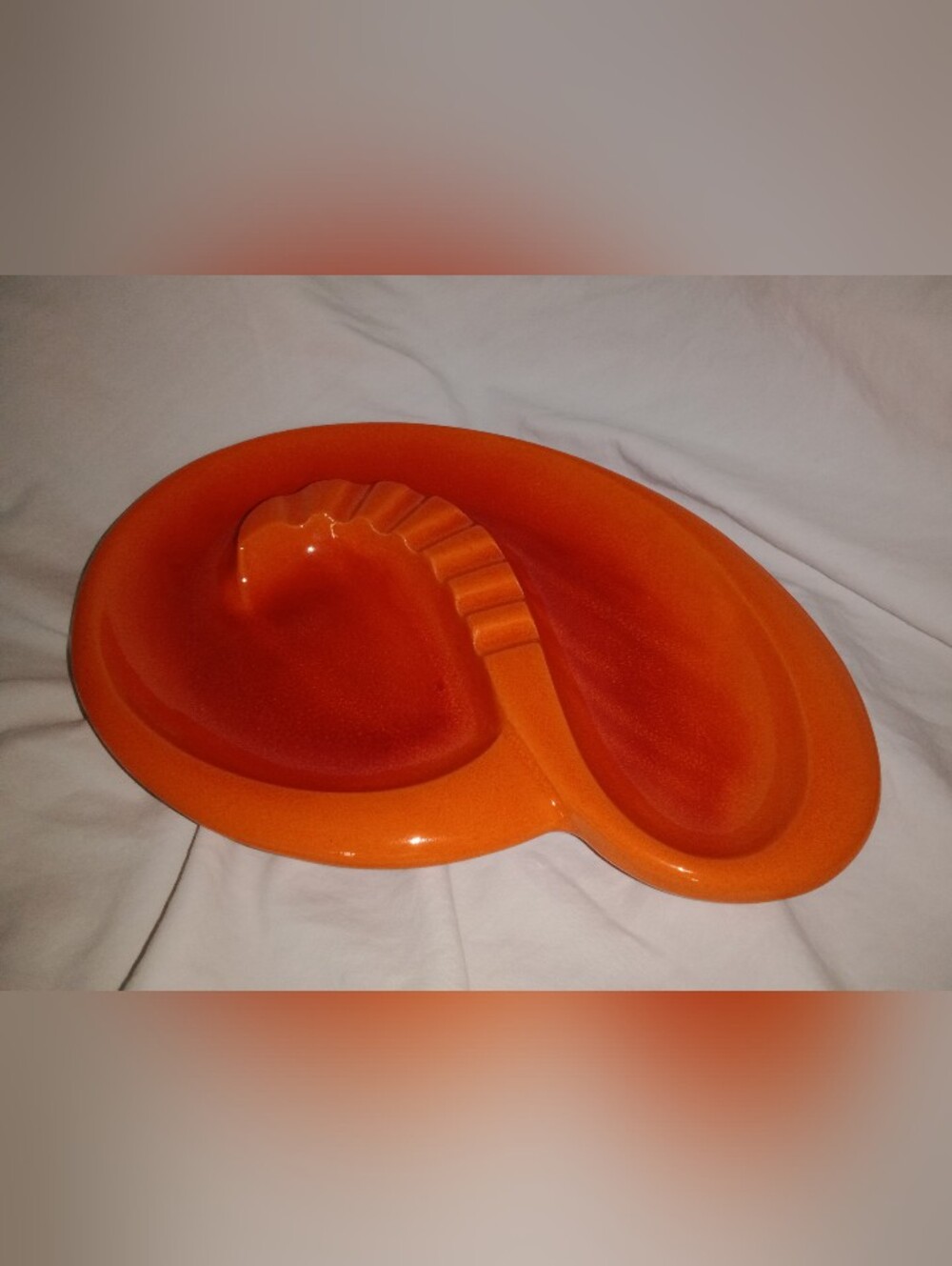 Vintage Royal Haeger Orange Red Boomerang Ashtray Mid Century 10 3/4" Long